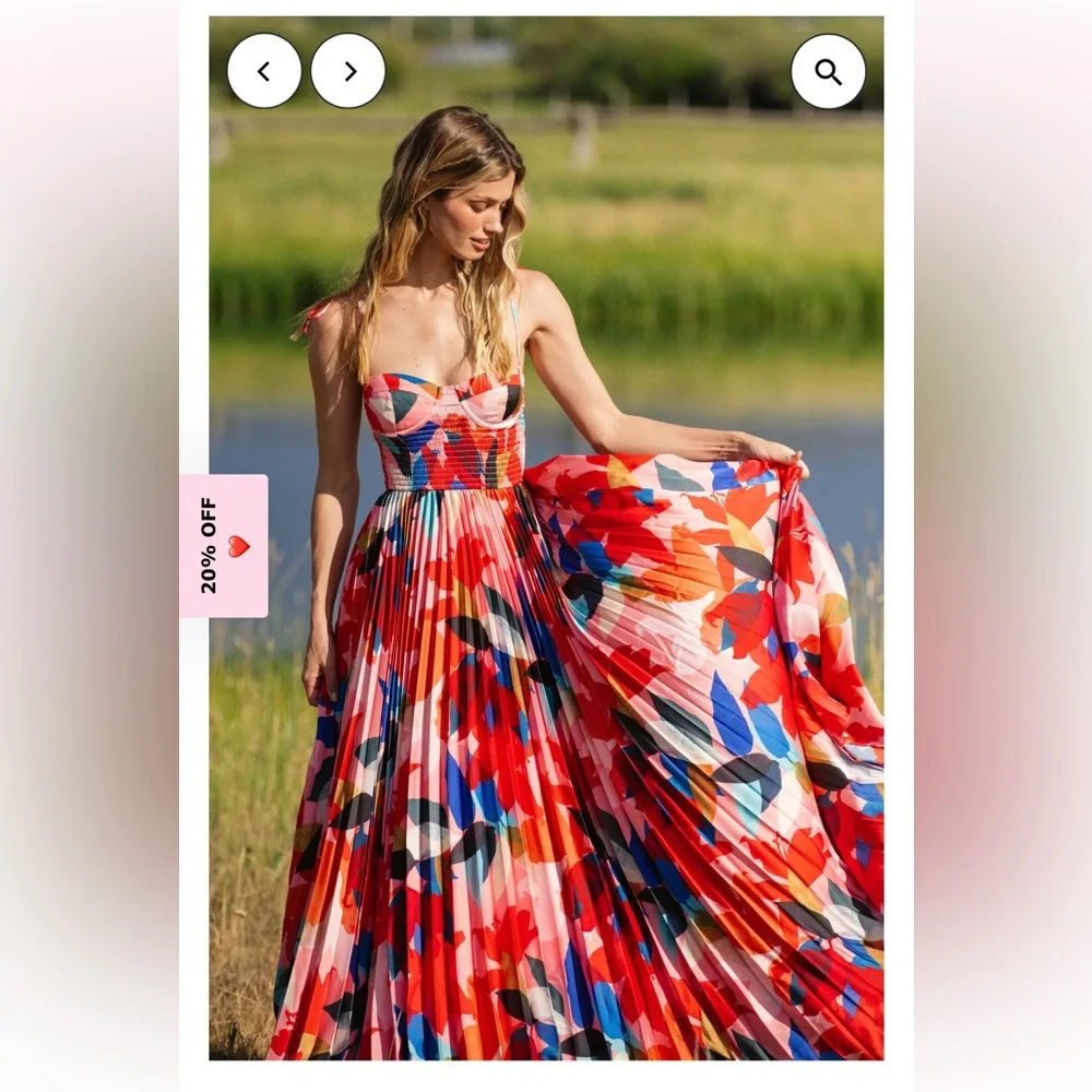Hutch ayla dress Colorful Floral satin Maxi Dress large NWT‎ - Picture 2 of 5